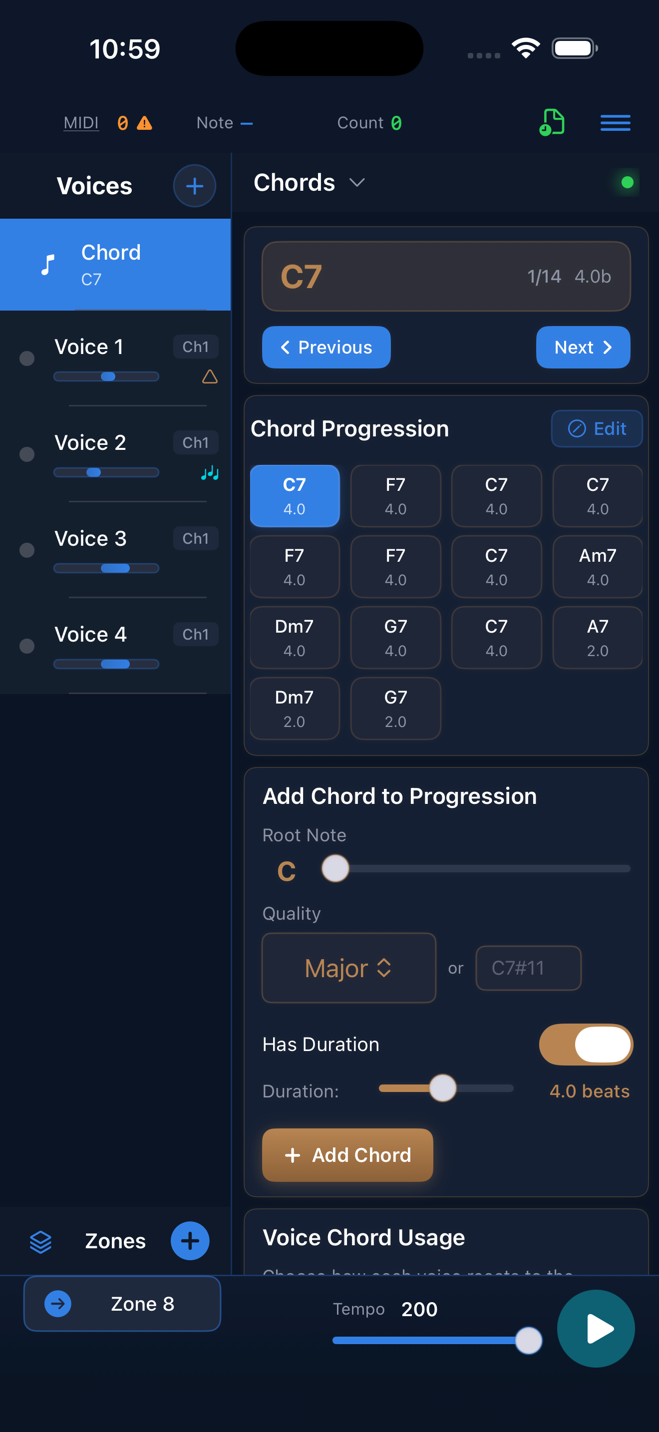 Chord progression view